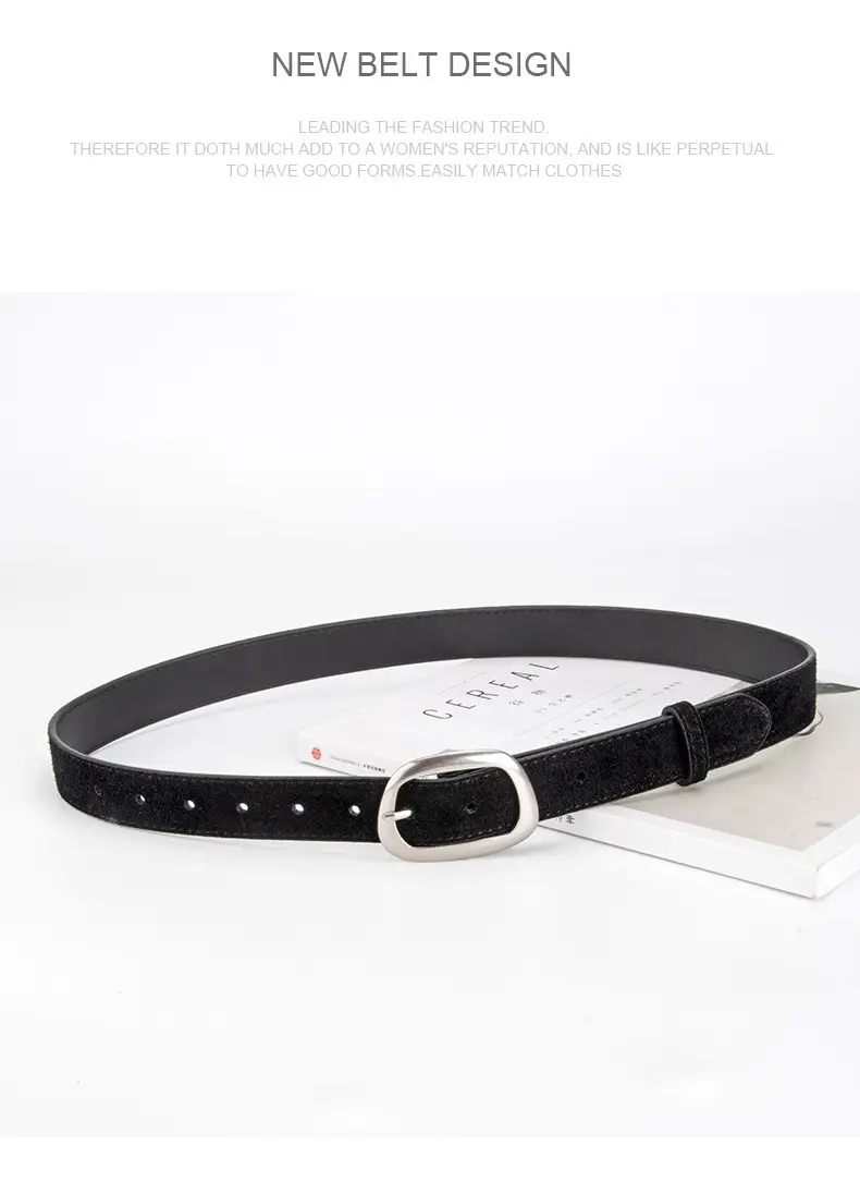 Women's Brown Leather Belt with Buckle — feature 11