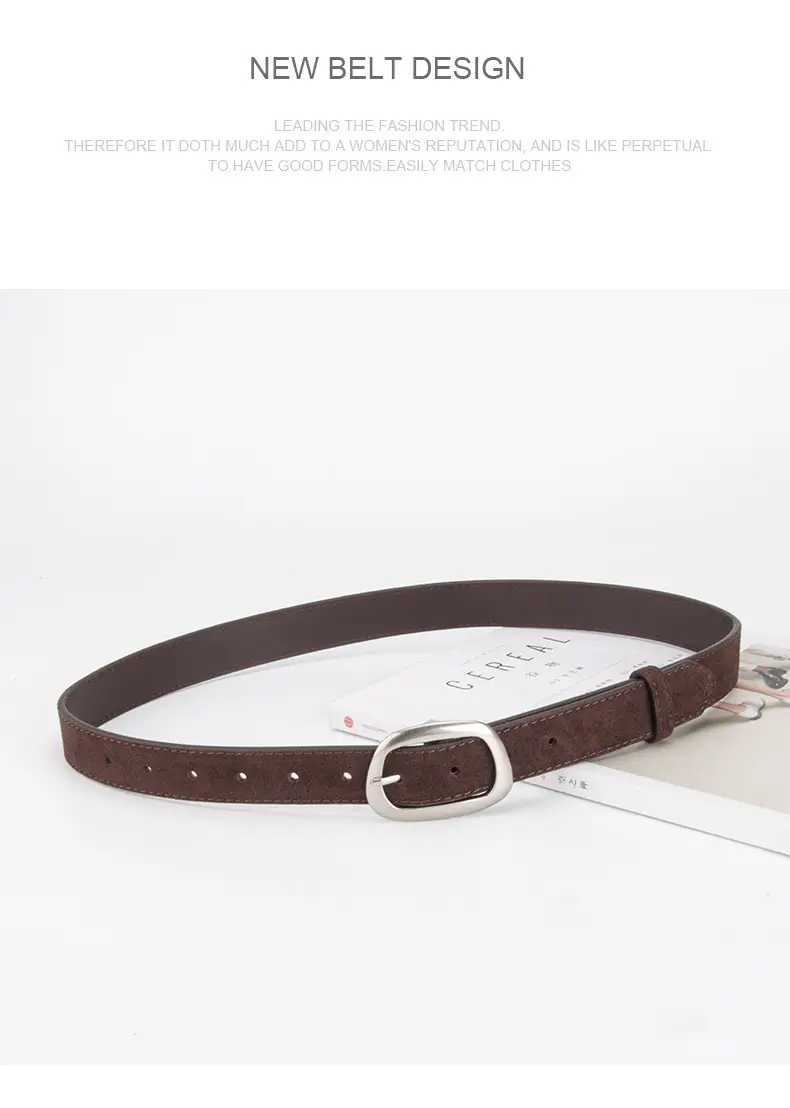 Women's Brown Leather Belt with Buckle — feature 12