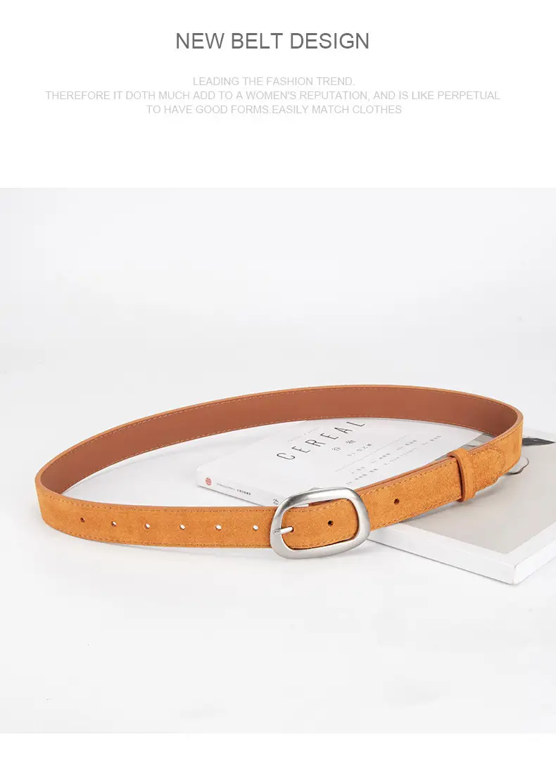 Women's Brown Leather Belt with Buckle — feature 13