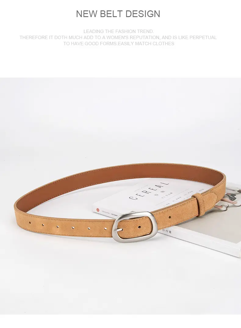 Women's Brown Leather Belt with Buckle — feature 14