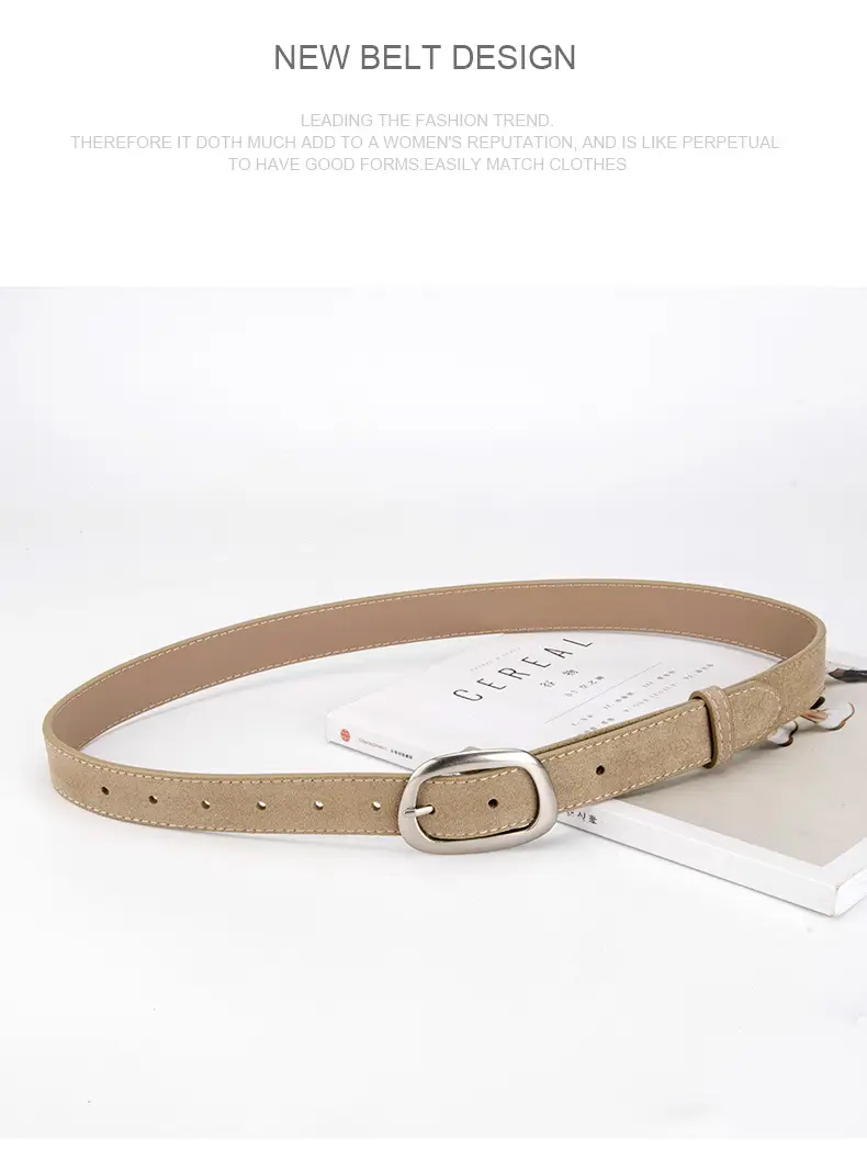 Women's Brown Leather Belt with Buckle — feature 15