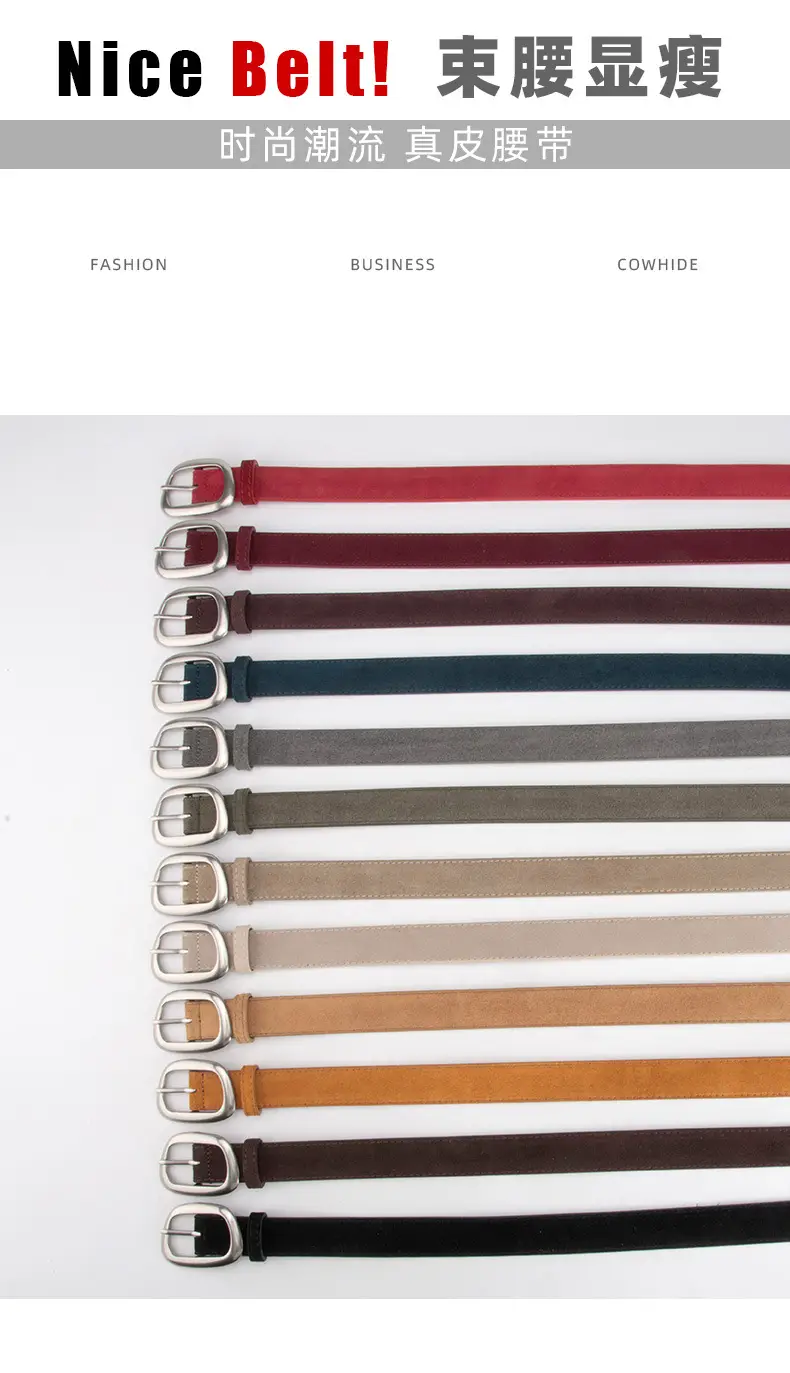 Women's Brown Leather Belt with Buckle — feature 3