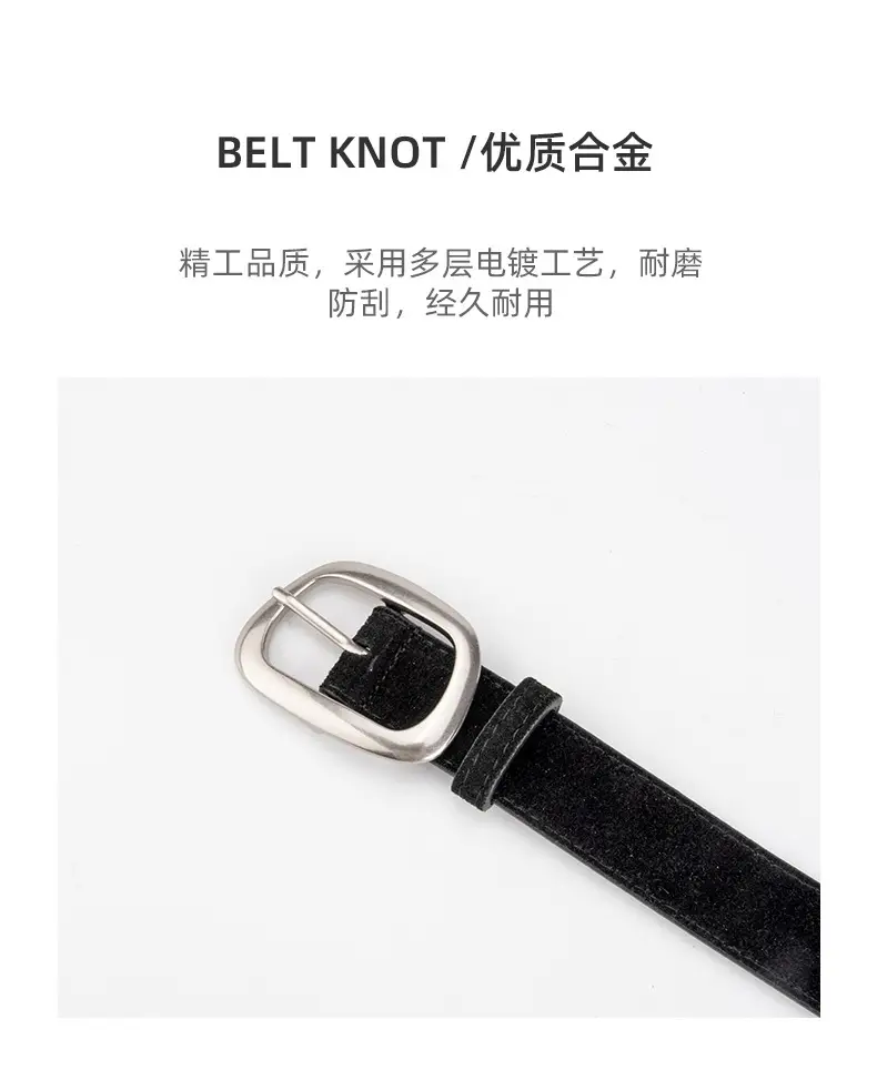 Women's Brown Leather Belt with Buckle — feature 6