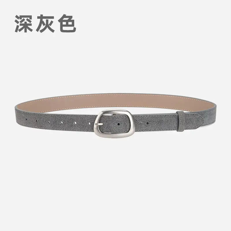 Women's Brown Leather Belt with Buckle - Image 10