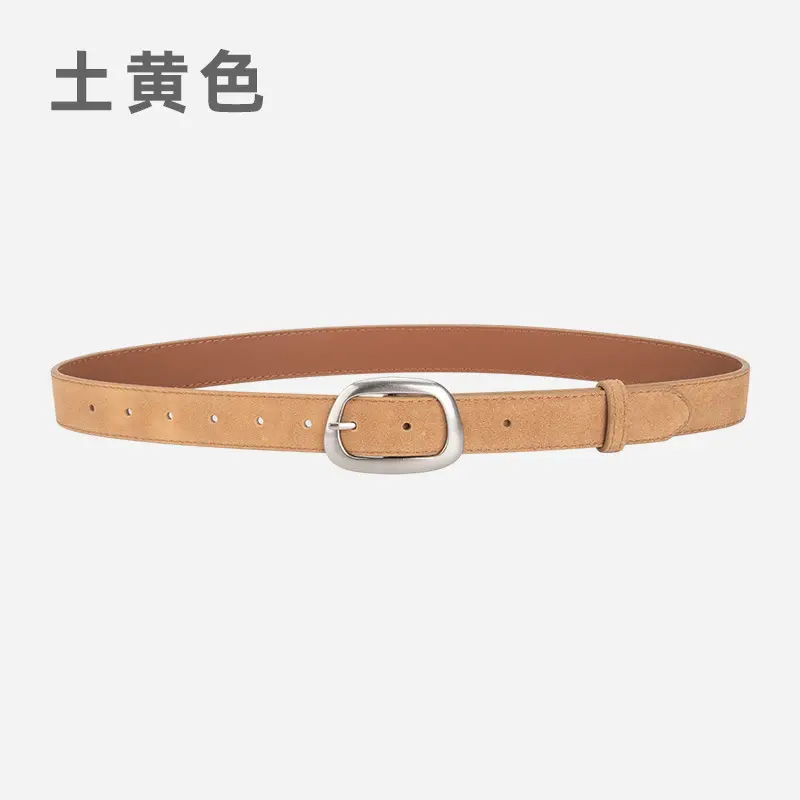 Women's Brown Leather Belt with Buckle - Image 11