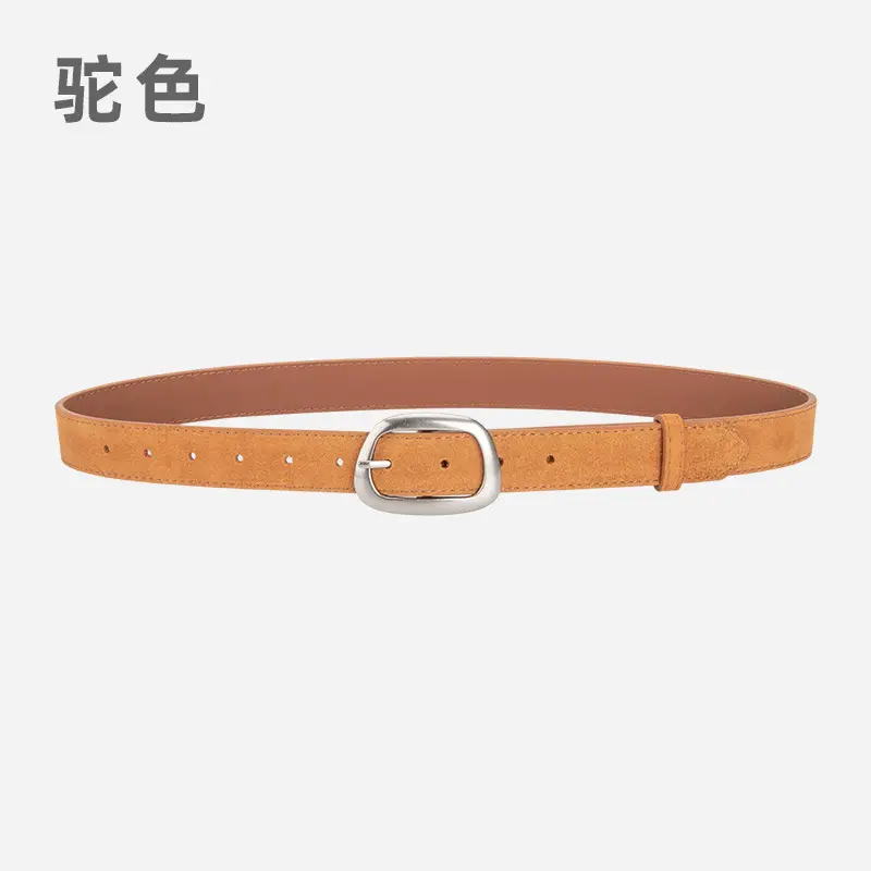 Women's Brown Leather Belt with Buckle - Image 12