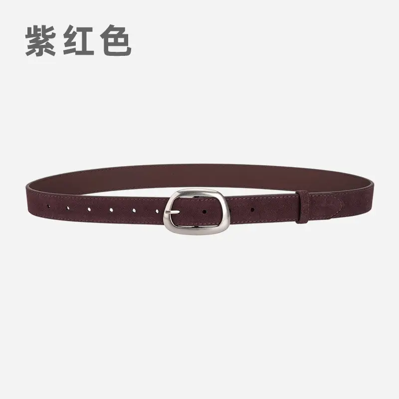 Women's Brown Leather Belt with Buckle - Image 13