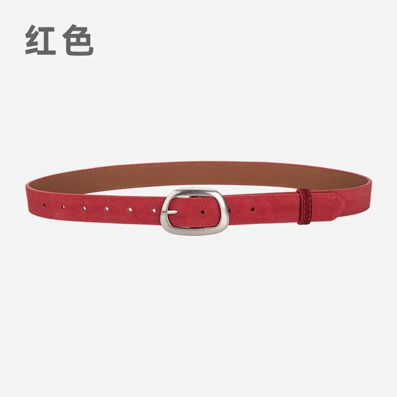 Women's Brown Leather Belt with Buckle - Image 2