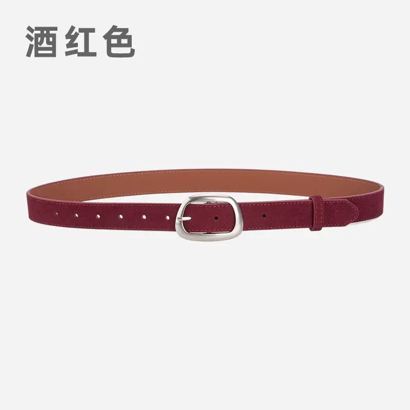 Women's Brown Leather Belt with Buckle - Image 4