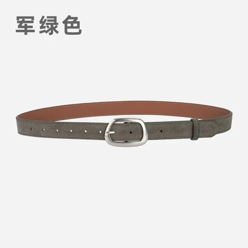 Women's Brown Leather Belt with Buckle - Image 5