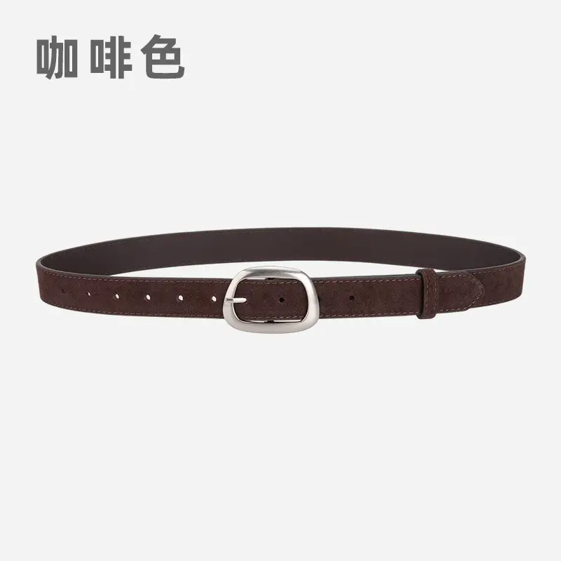 Women's Brown Leather Belt with Buckle - Image 6