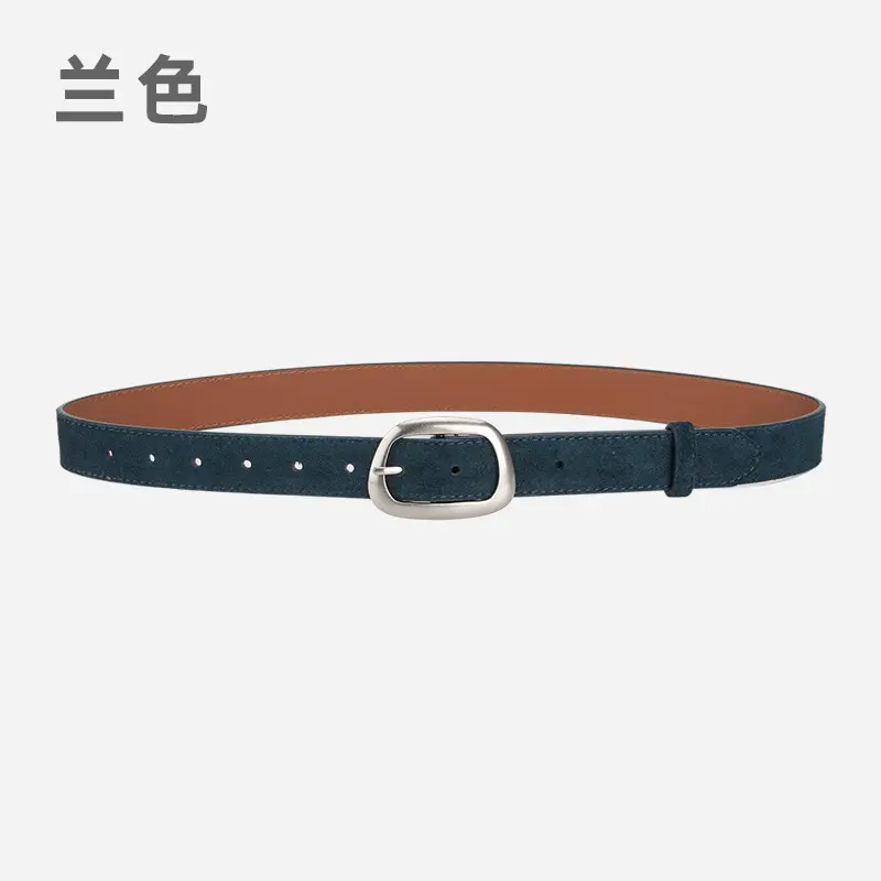 Women's Brown Leather Belt with Buckle - Image 7