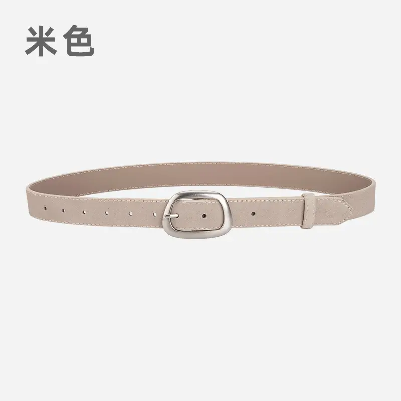 Women's Brown Leather Belt with Buckle - Image 8