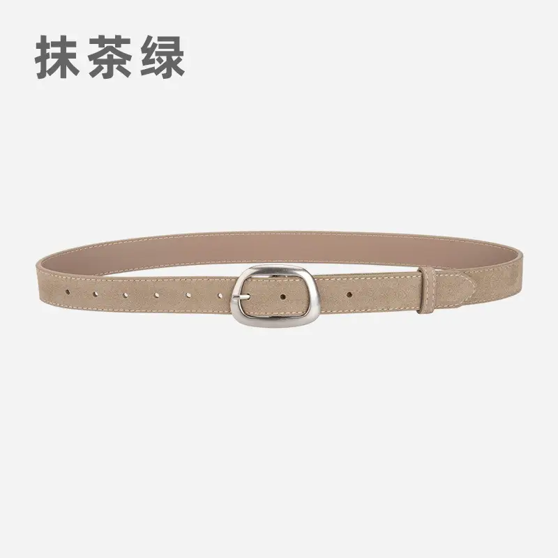 Women's Brown Leather Belt with Buckle - Image 9