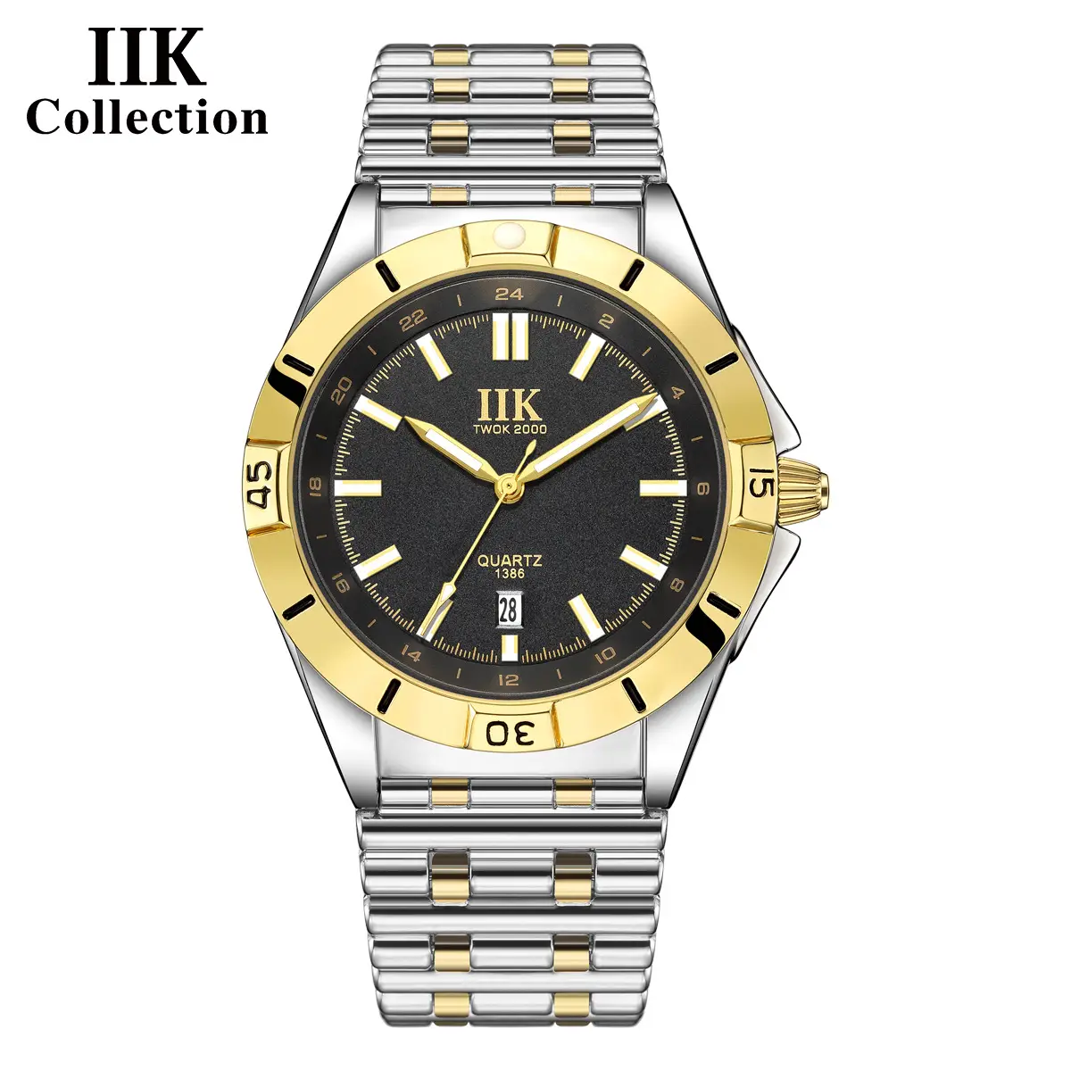 IIK Men's Quartz Watch Black Rose Gold Analog Dial - Image 5