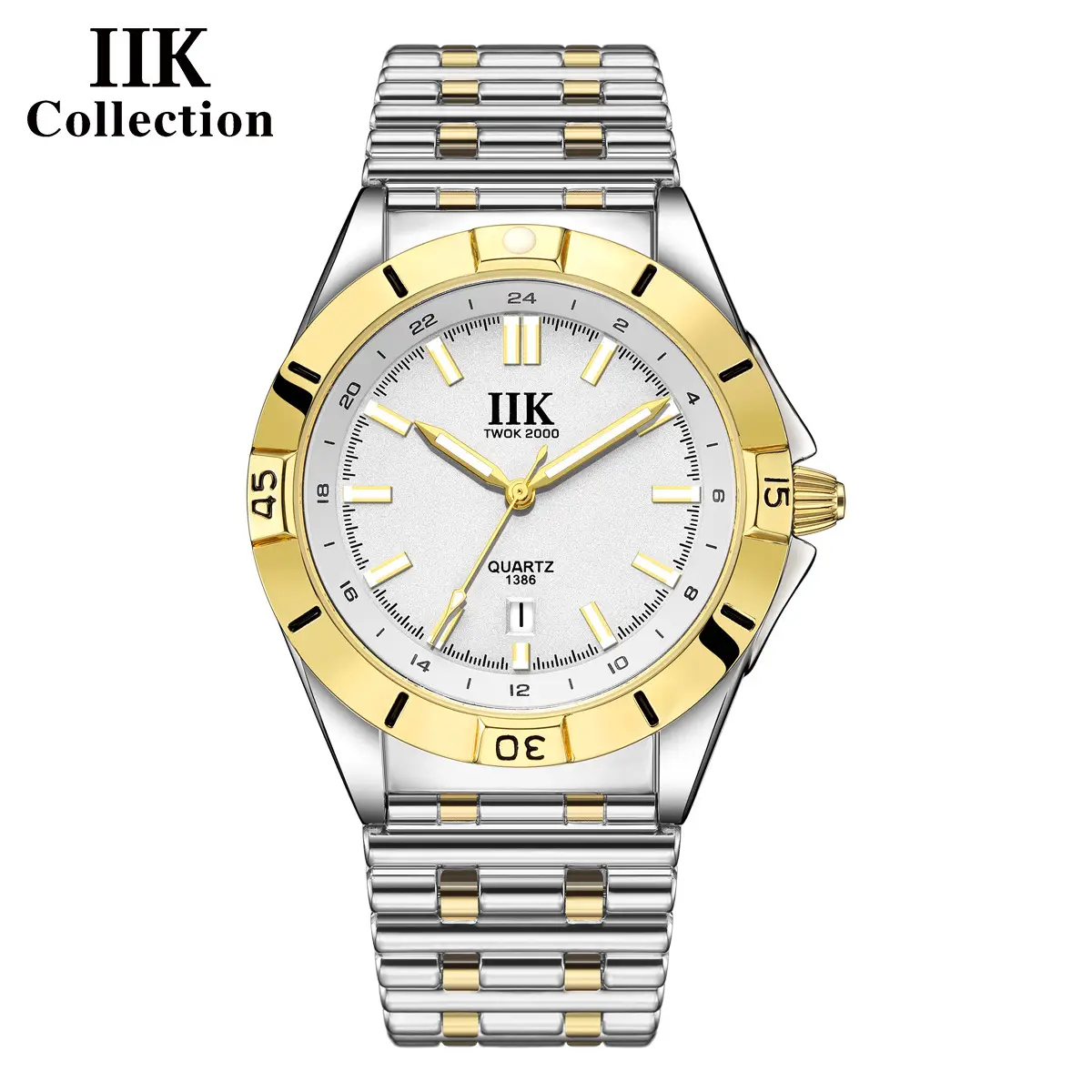 IIK Men's Quartz Watch Black Rose Gold Analog Dial - Image 6