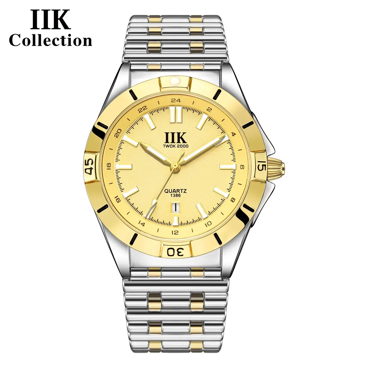 IIK Men's Quartz Watch Black Rose Gold Analog Dial - Image 7