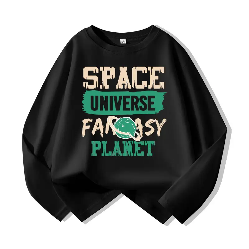 Boys Space Universe Sweatshirt Black Cotton Long Sleeve - Image 11