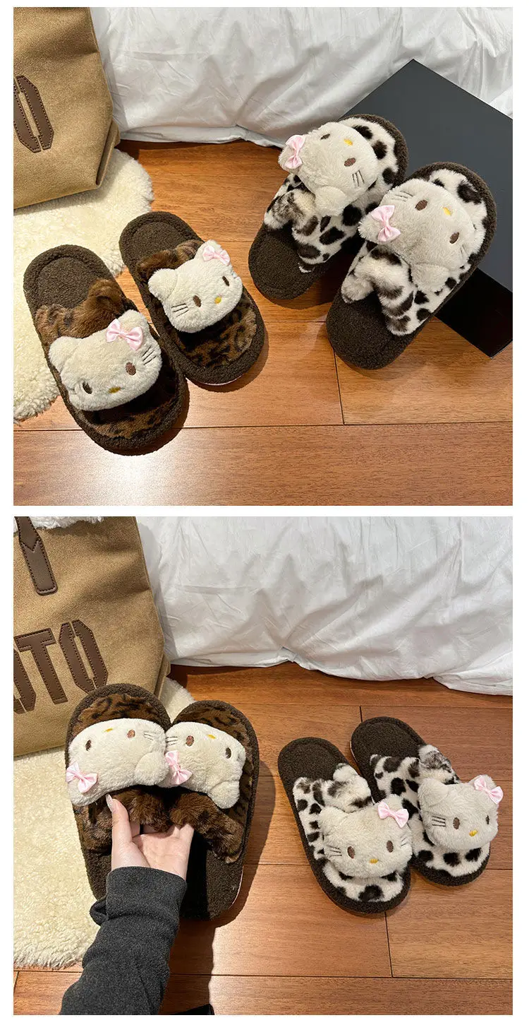 Cute Cartoon Cute Cat Cotton Slippers Women's 2024 Winter New Outer Wear Thick Bottom Home Warm fleece-lined Baotou Slippers — feature 1