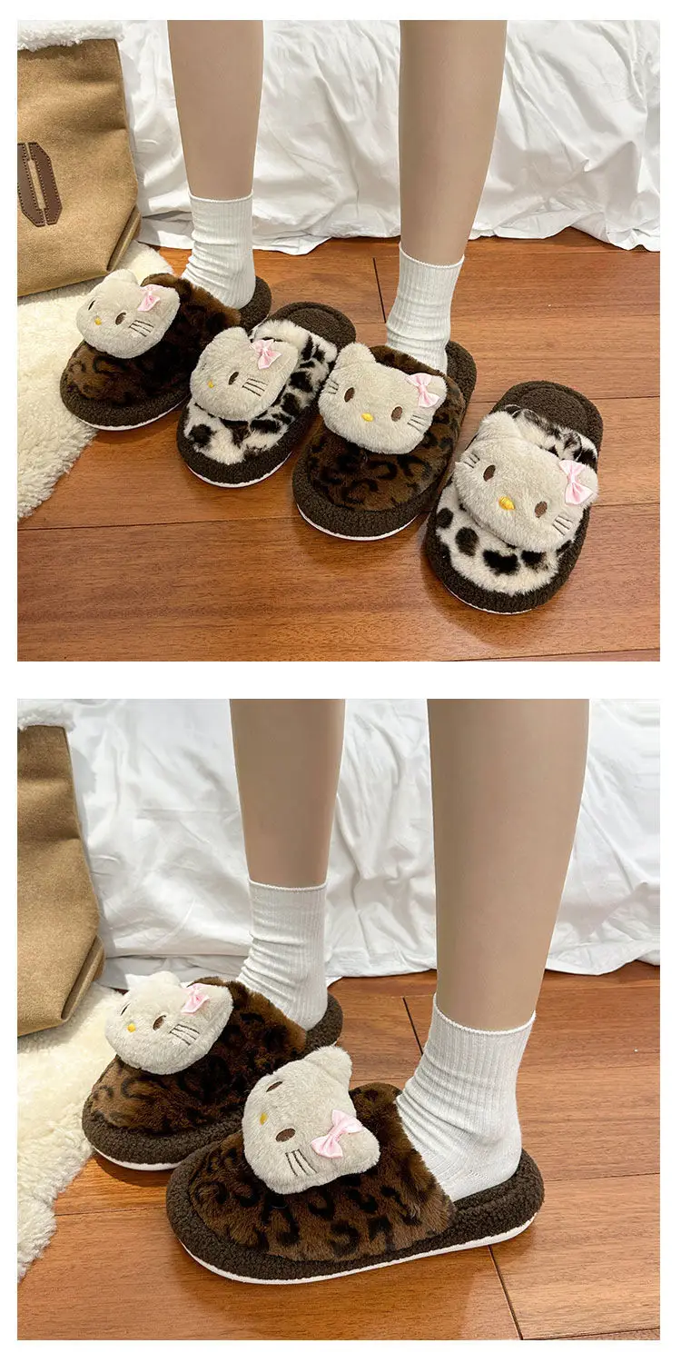 Cute Cartoon Cute Cat Cotton Slippers Women's 2024 Winter New Outer Wear Thick Bottom Home Warm fleece-lined Baotou Slippers — feature 5