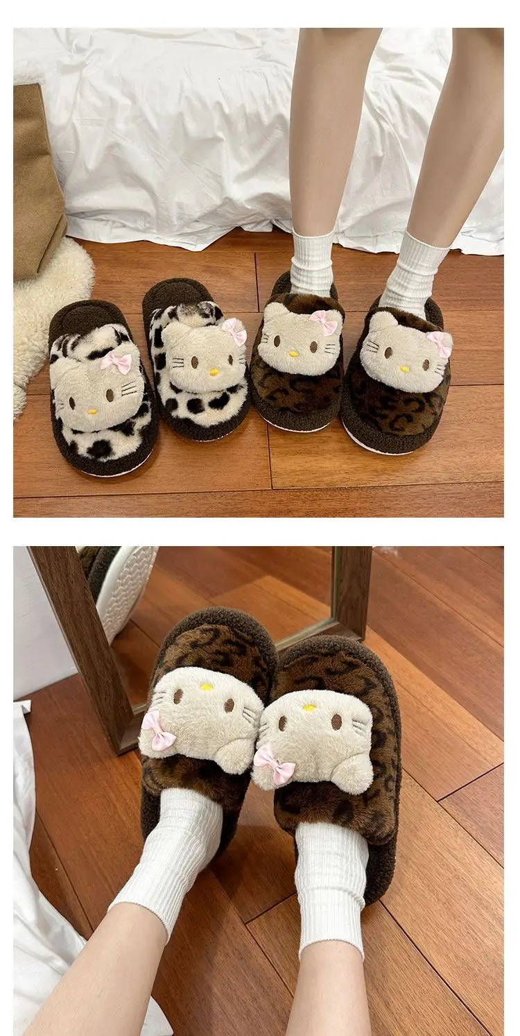 Cute Cartoon Cute Cat Cotton Slippers Women's 2024 Winter New Outer Wear Thick Bottom Home Warm fleece-lined Baotou Slippers — feature 9