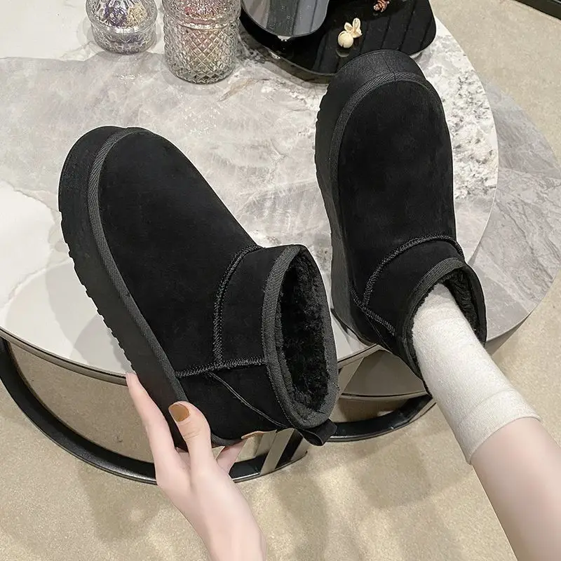 Women Thick Snow Boots Warm Cotton Loafers Black Brown — feature 8