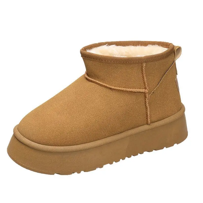 Women Thick Snow Boots Warm Cotton Loafers Black Brown — feature 9