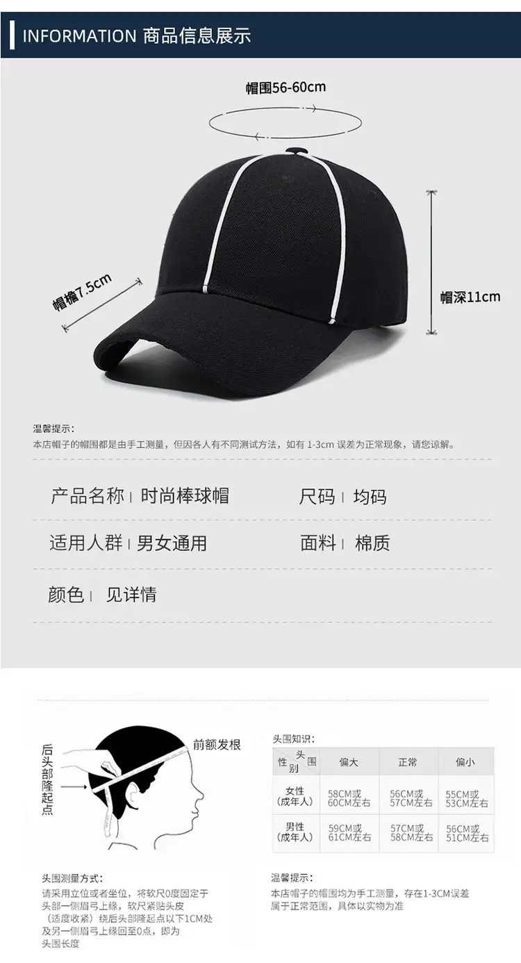 Men's Black Baseball Cap with White Trim — feature 9