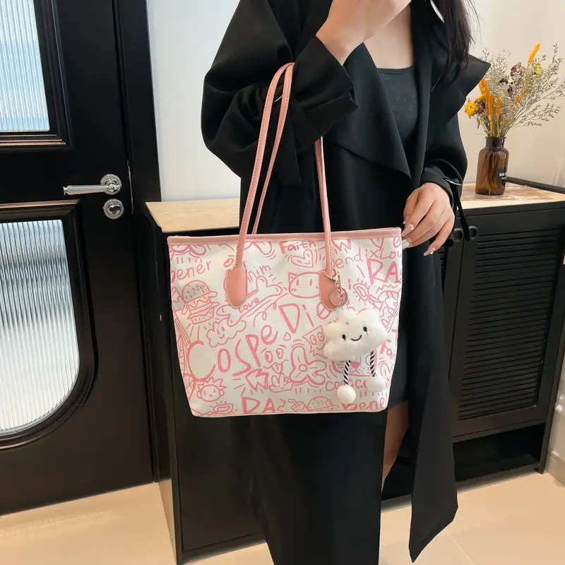 Korean Style Printed Handbag Women Large Capacity Shoulder Bag - Image 6