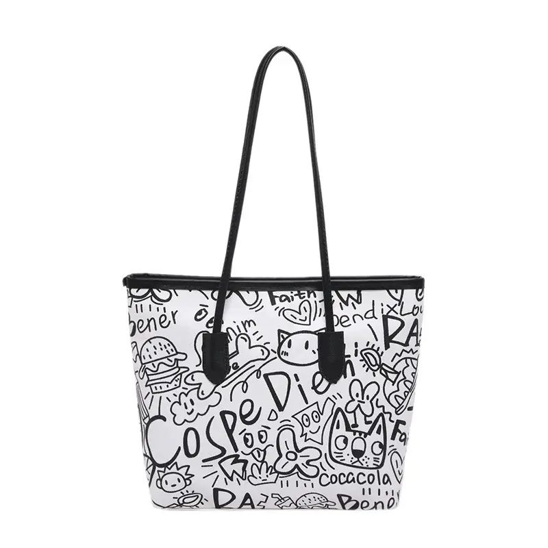 Korean Style Printed Handbag Women Large Capacity Shoulder Bag - Image 8