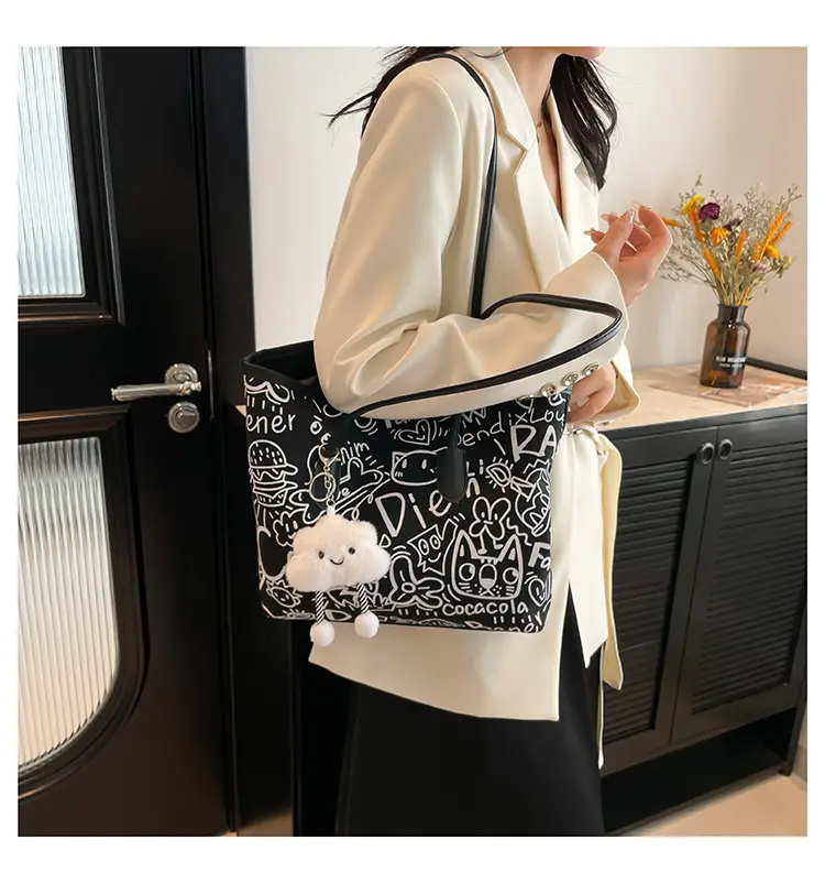 Korean Style Printed Handbag Women Large Capacity Shoulder Bag — feature 25