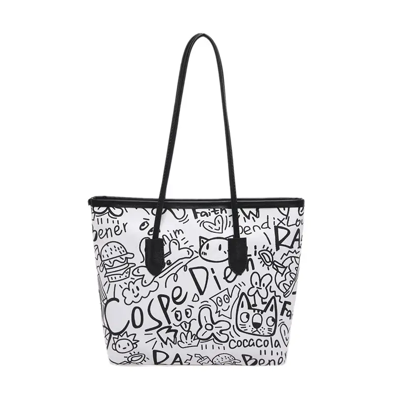 Korean Style Printed Handbag Women Large Capacity Shoulder Bag - Image 2