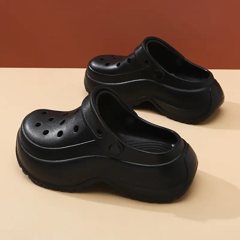 Women Croc Heel Slippers Black Height-Increasing Summer - Image 5