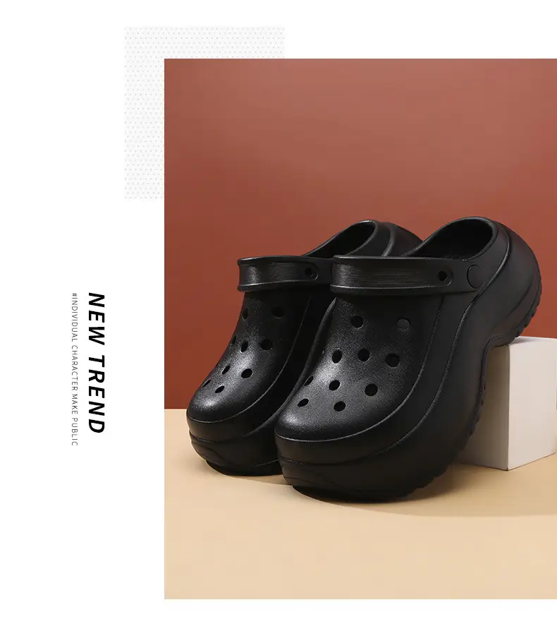 Women Croc Heel Slippers Black Height-Increasing Summer — feature 13