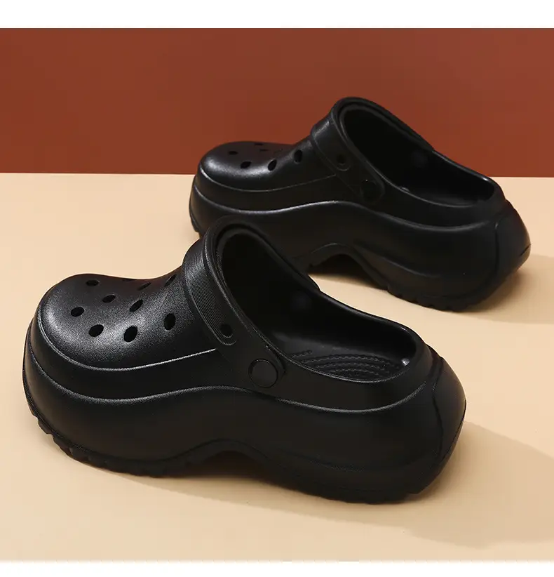 Women Croc Heel Slippers Black Height-Increasing Summer — feature 14