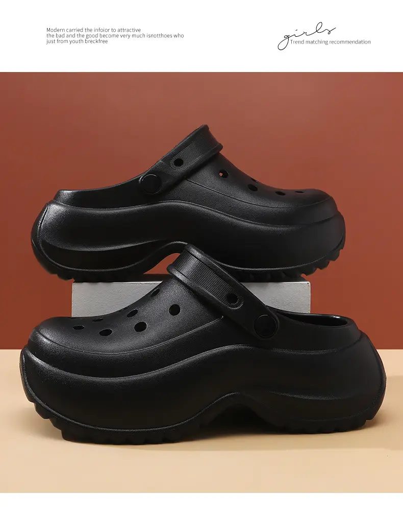Women Croc Heel Slippers Black Height-Increasing Summer — feature 15