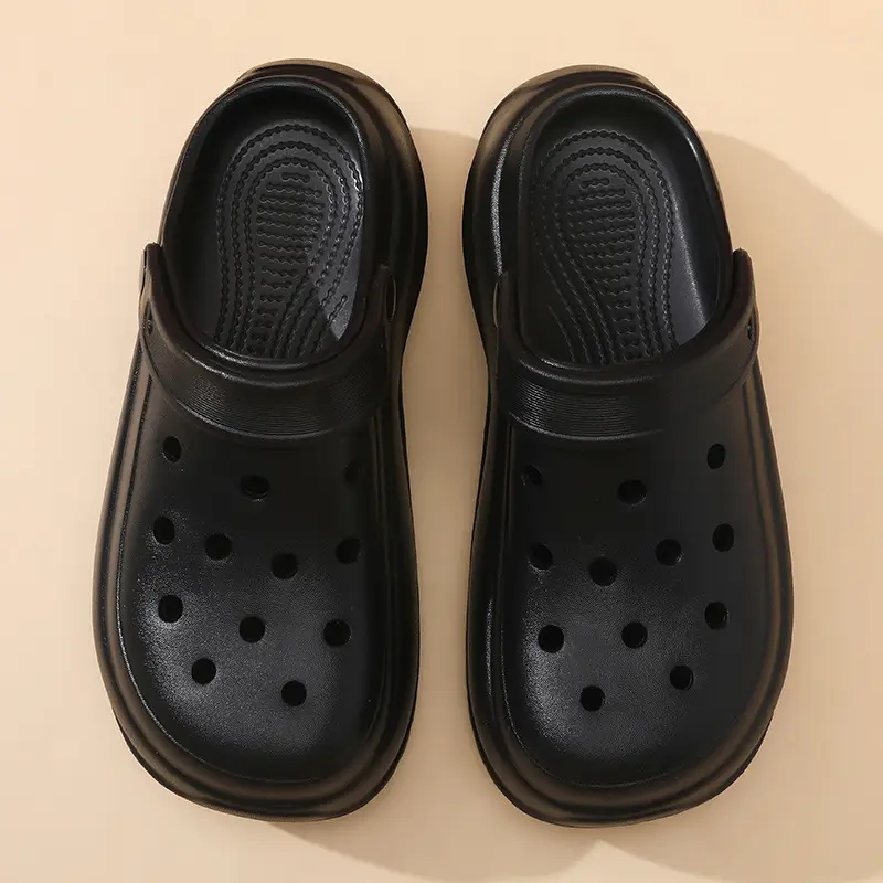 Women Croc Heel Slippers Black Height-Increasing Summer - Image 2