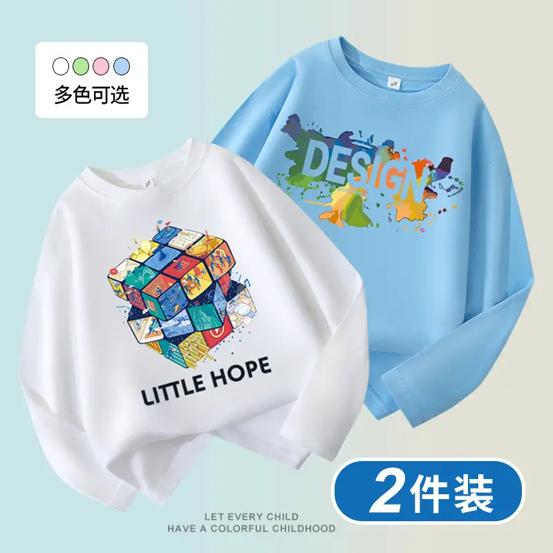 Boys Long Sleeve Cotton T-Shirt Light Blue Design Print - Image 6