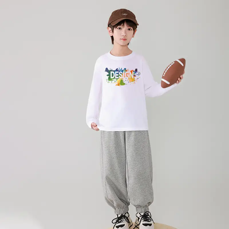 Boys Long Sleeve Cotton T-Shirt Light Blue Design Print - Image 9