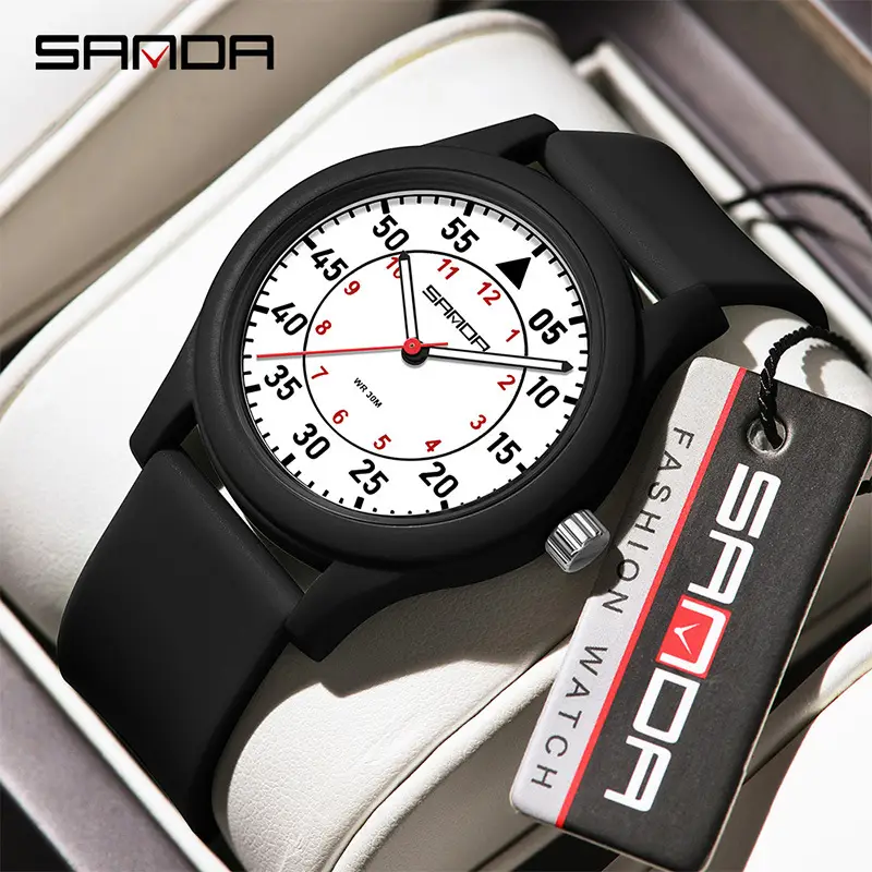 Sanda Quartz Watch Black Waterproof for Students Civil Servants - Image 11
