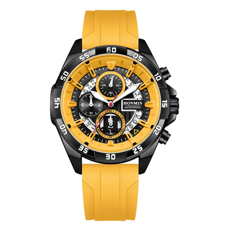 HONMIN Men's Multifunctional Luminous Watch Yellow Black - Image 2