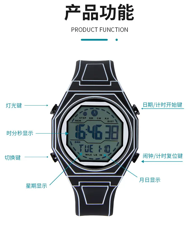 Digital Analog Watch with Alarm Clock & Cartoon Strap — feature 11