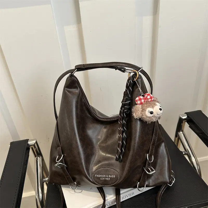 Women's Retro Fashion Shoulder Bag with Cute Charm - Image 10