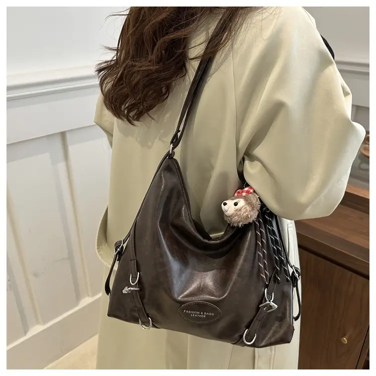 Women's Retro Fashion Shoulder Bag with Cute Charm — feature 12