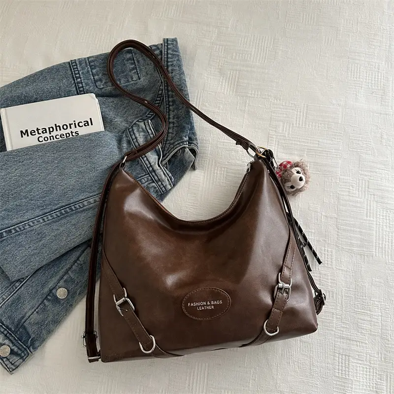 Women's Retro Fashion Shoulder Bag with Cute Charm - Image 2