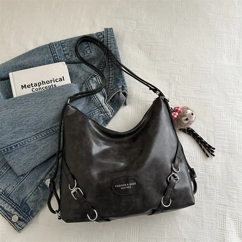 Women's Retro Fashion Shoulder Bag with Cute Charm - Image 3