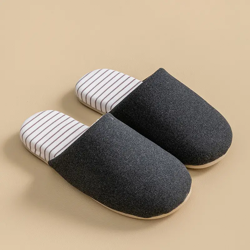 Women Black Cotton Slippers Warm Winter Indoor Home