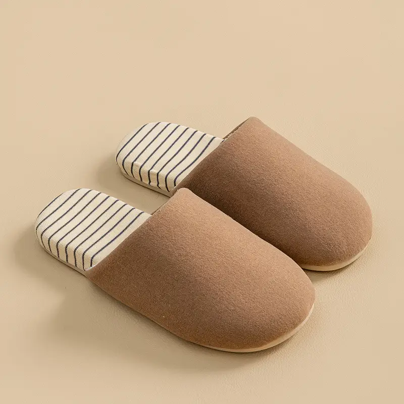 Women Black Cotton Slippers Warm Winter Indoor Home