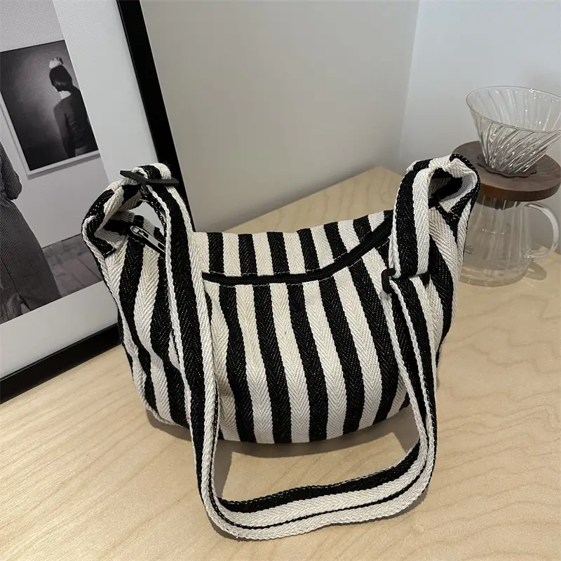Red White Striped Crossbody Bag for Women - Image 4