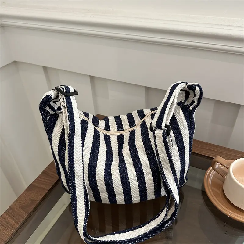 Red White Striped Crossbody Bag for Women - Image 5
